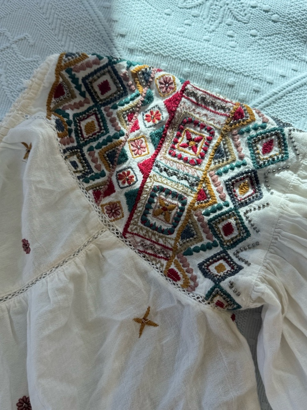 Odd Molly Continuum 17.11 | Embroidered Boho Open Back Tassel Blouse | M - Picture 7 of 8